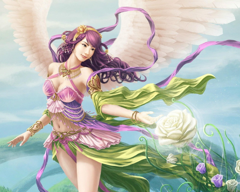 金发少女夜景壁纸