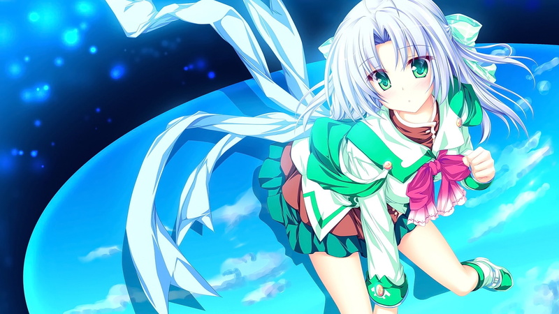 白发绿眼校服少女壁纸合集