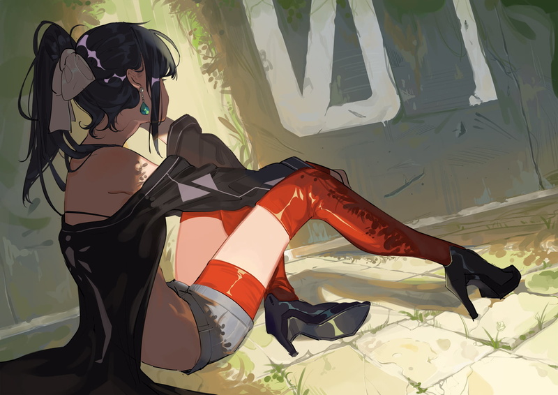 画师Zumi笔下的吊带袜吃面包少女插画