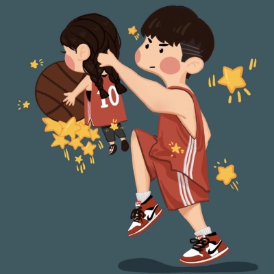 18张手绘篮球情侣头像 一男一女款合集