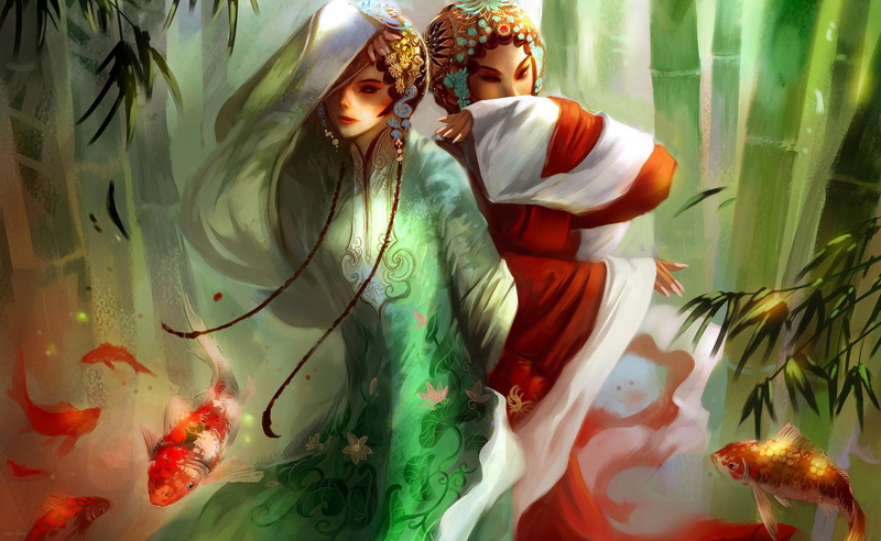 2K超清幻想风壁纸 亚洲少女竹林梦境美照