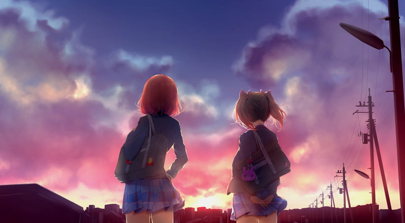 绝美日落动漫姐妹壁纸