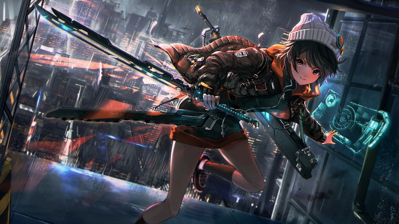科幻感拉满！雨中二次元少女壁纸合辑