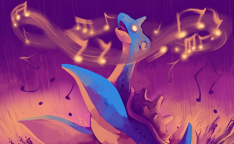 宝可梦艺术壁纸合集 水彩风抽象动漫形象拉普拉斯超美