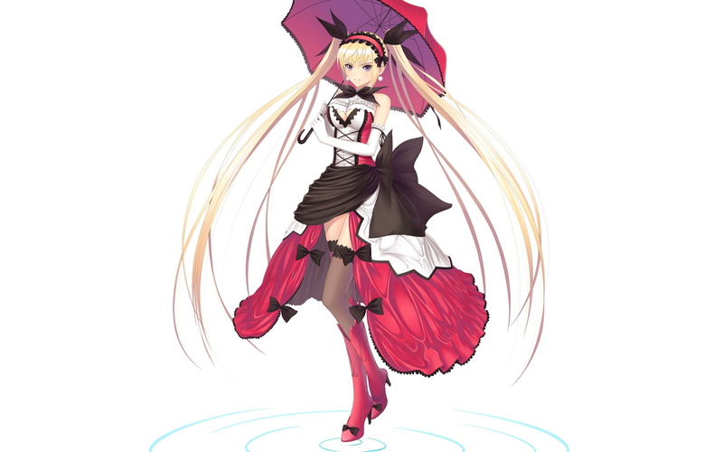 这组二次元壁纸太绝了！金发美少女搭配紫色蝴蝶结白鞋子美到心坎里