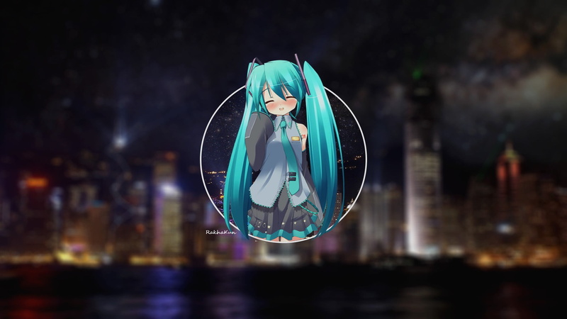 户外夜景下空中的初音未来 超高清动漫人像壁纸