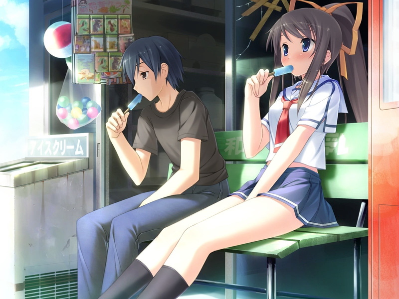 街头少女与冰淇淋的治愈夏日画面