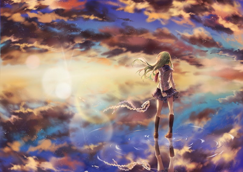这组东方Project同人壁纸太绝了！黄昏下的少女和漫天晚霞绝配