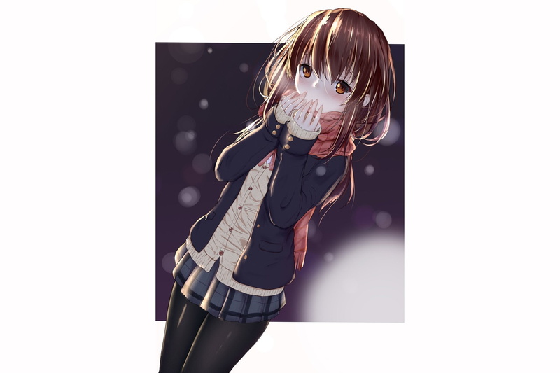 1080P高清动漫壁纸合集：棕发棕眼校服少女等多款二次元美图