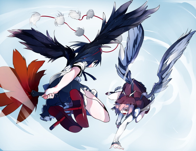 东方project壁纸合集：射命丸文与 Mystia Lorelei 720P高清壁纸