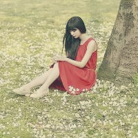 微信用的清新红裙女生头像 一共6张图