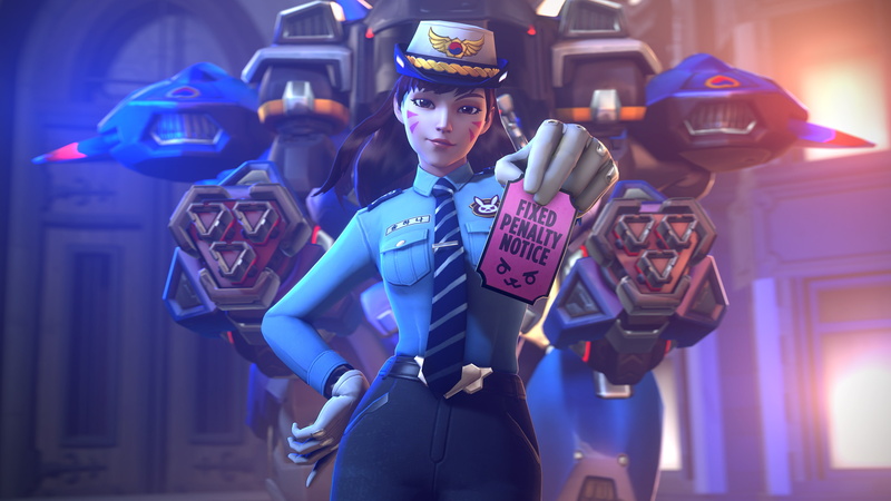 女警DVa4K壁纸！守望先锋动漫风高清桌面图