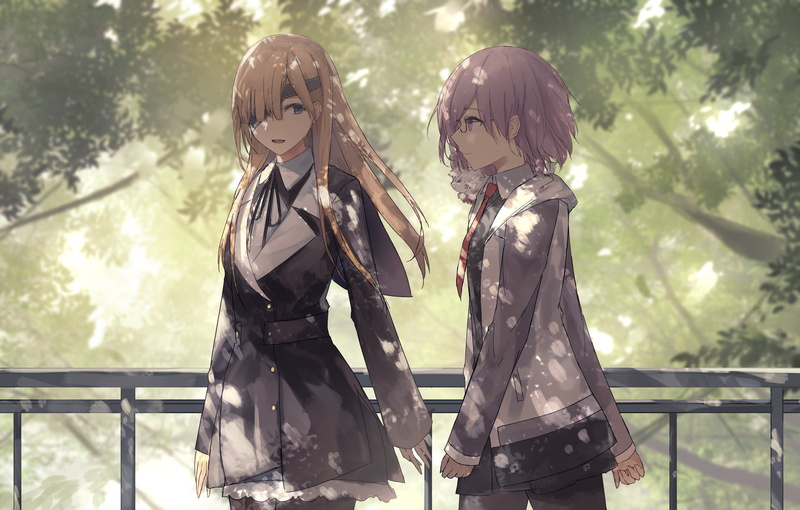 Fate/Grand Order同人壁纸 长发少女林间漫步氛围感拉满