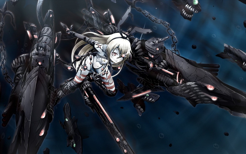 岛风号驱逐舰舰娘壁纸 俯拍海面金属质感高清图