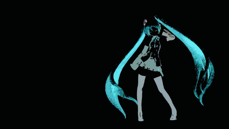 1080P高清壁纸分享：初音未来芭蕾造型全身像，纯黑背景超有氛围感