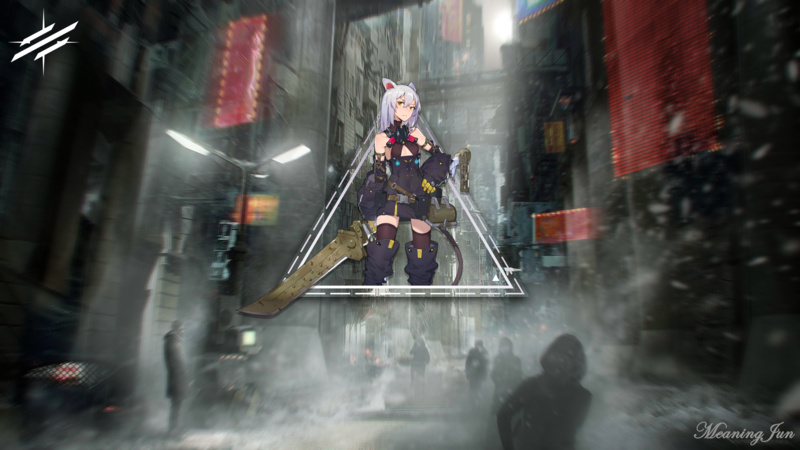 明日方舟猫耳少女未来都市壁纸合集