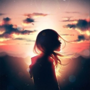 黄昏余光里的漫画女生头像 单张分享