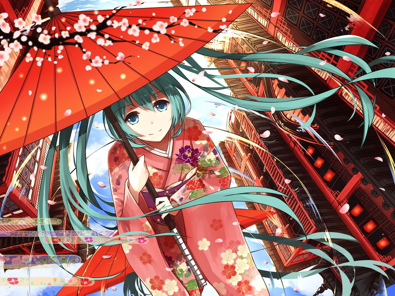初音未来樱花和服壁纸合集