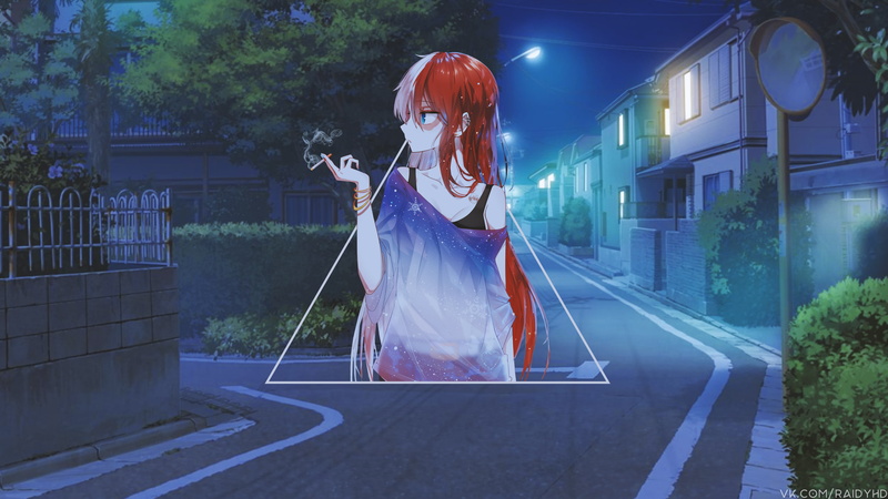 深夜都市红发少女画中画4K壁纸，还有抽烟女生、龙珠和武士抽烟壁纸合集