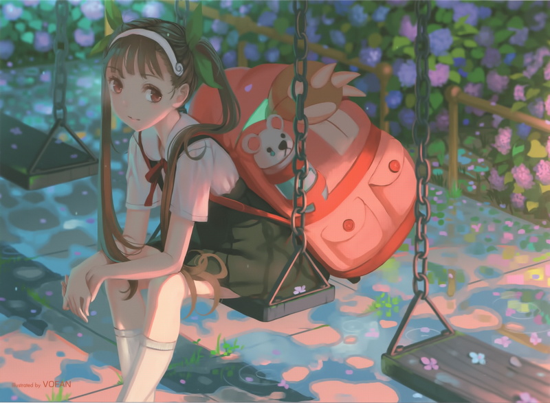 4K化物语壁纸！黑发白皮少女与花的治愈感拉满