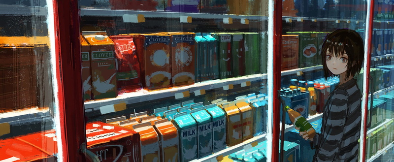 动漫风多元穿搭小店场景壁纸