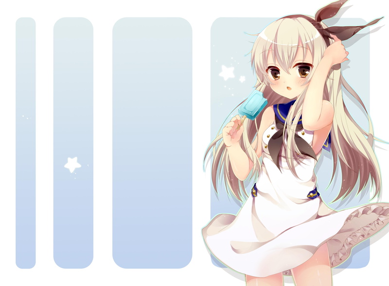脸红少女与冰淇淋的治愈壁纸合集