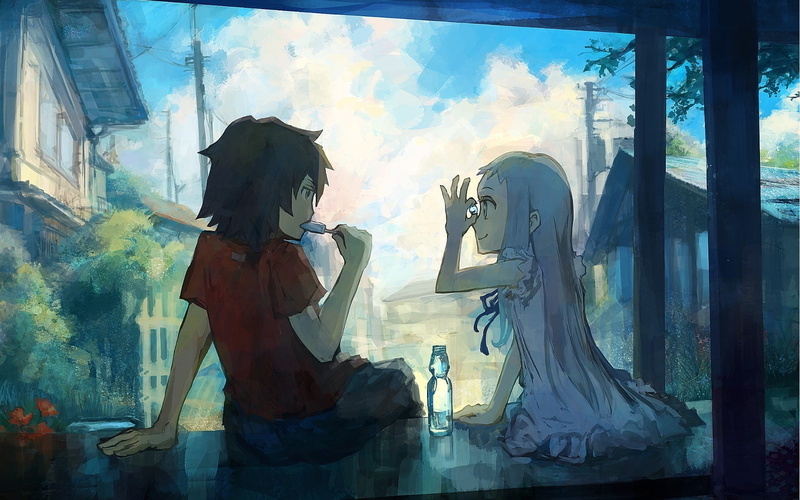 本间芽衣子 动漫少女 少年 窗户 动漫 透明感 发型 零售陈列 生活场景 形象塑造 单人 女性形象高清壁纸