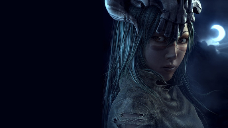 死神妮莉艾露高清壁纸  crescent moon,死神,妮莉艾露·杜·欧德修凡克,动漫少女,写实风格,十刃,新月