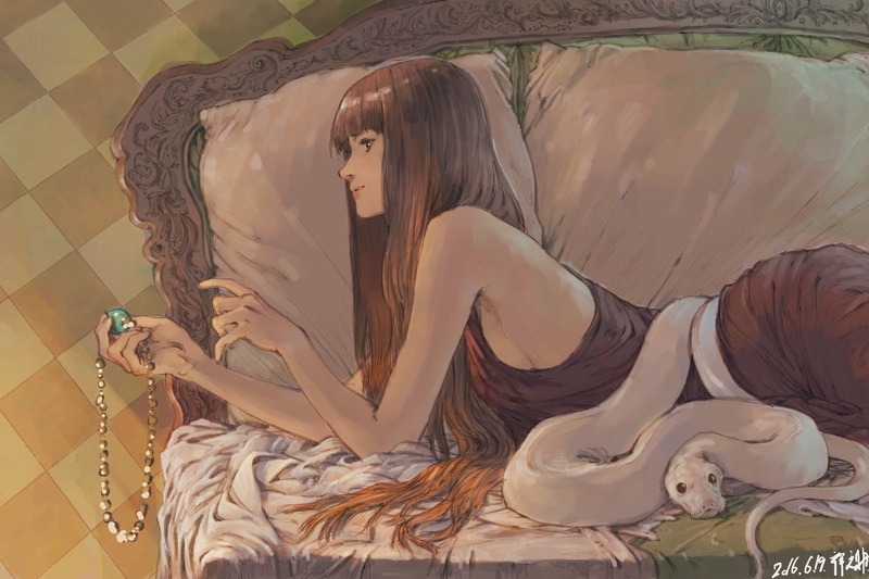 动漫黑发少女与蛇的绝美壁纸合集