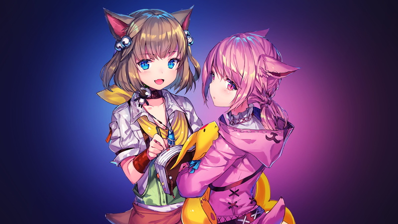 二次元少女壁纸安利！带兽耳的彩发萌妹特写太戳了