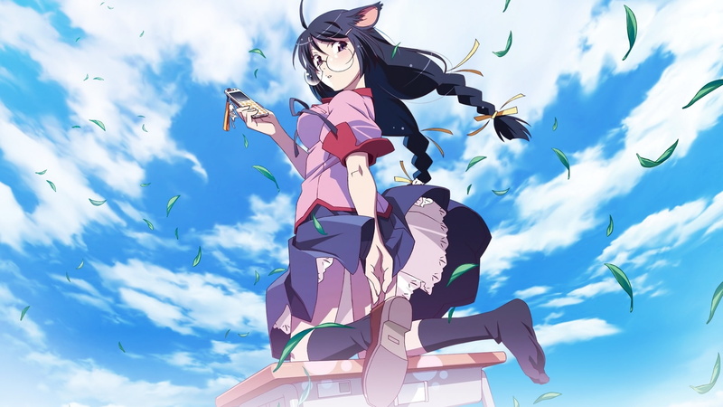 《化物语》羽川翼同人壁纸 清透天空云朵氛围感拉满