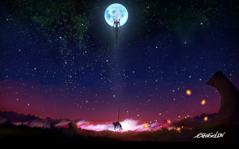 EVA初号机月夜星空壁纸 高清1080P来袭