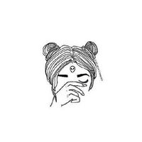28张简约手绘黑白少女头像合集