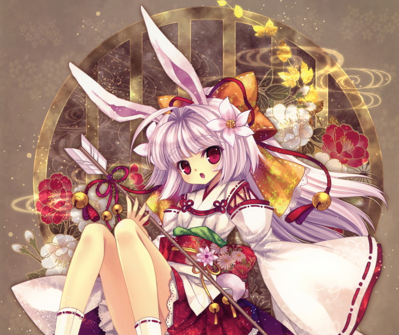 兔耳配红眼！这套巫女服动漫壁纸美到犯规