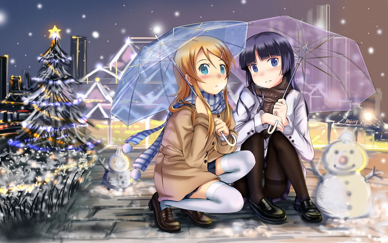 《我的妹妹不可能那么可爱》冬日少女穿搭壁纸合集