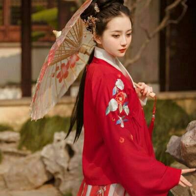 18张高清真人古风红衣女生QQ头像合集