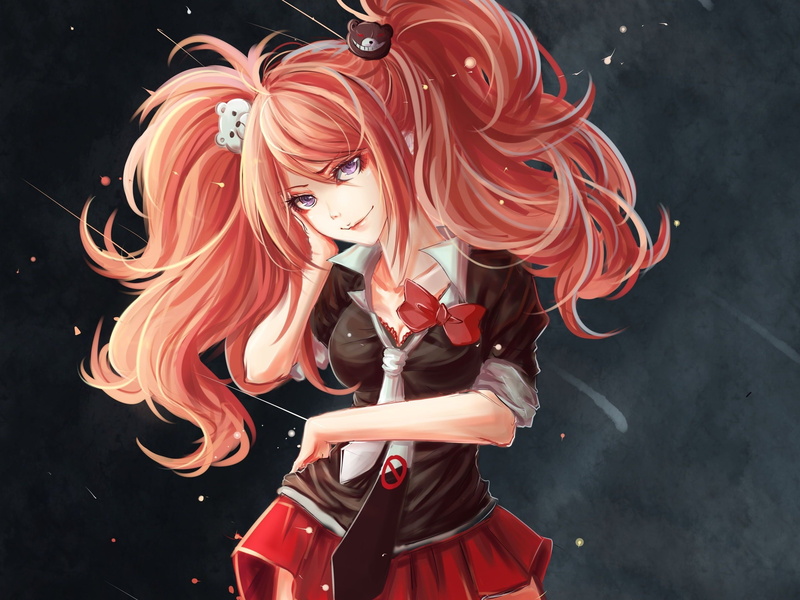 绝美粉发动漫少女校园穿搭 高清壁纸