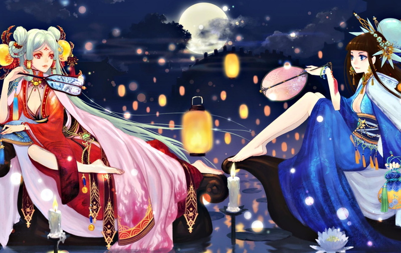 蓝调艺伎少女：月下水灯动漫壁纸