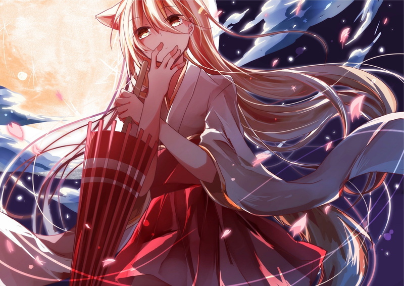 二次元巫女少女与月的氛围感壁纸合集