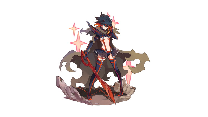 斩服少女缠流子绝美壁纸！纯白背景下的黑发少女太绝了