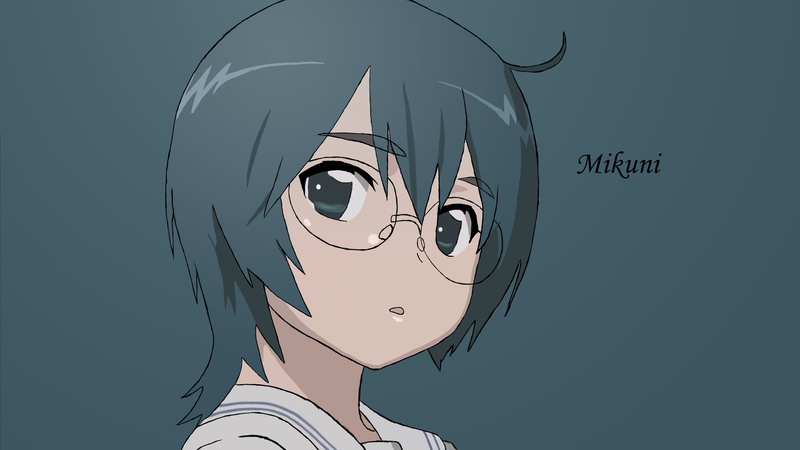 《亲吻姐姐》4K高清壁纸 蓝背景眼镜动漫少女壁纸