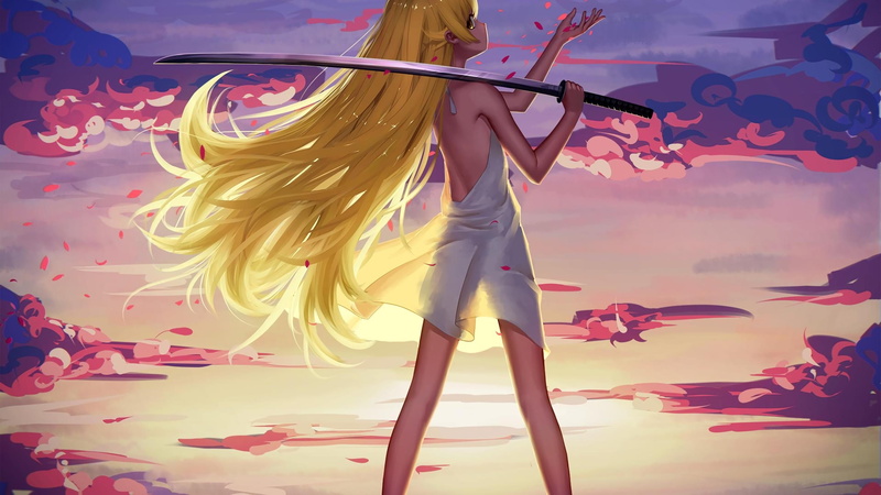 多款金发二次元少女日落休闲壁纸合集