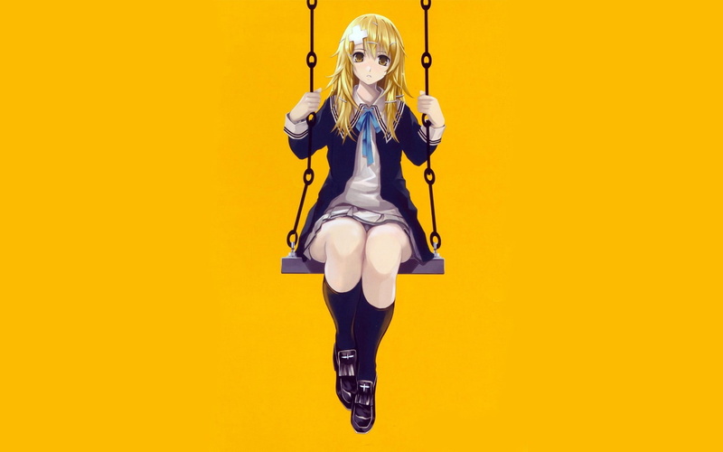 黄色背景二次元少女壁纸 720P高清图