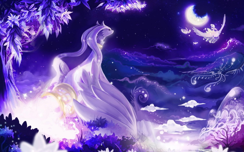 深夜宝可梦焰白酋雷姆光影壁纸