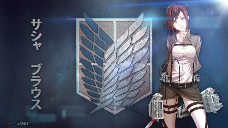 进击的巨人萨莎布劳斯壁纸 棕眼棕发还有武器