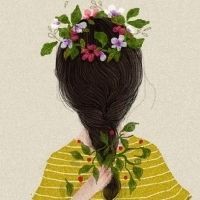 13张清新手绘女生背影头像 软萌卡通款超适合当头像