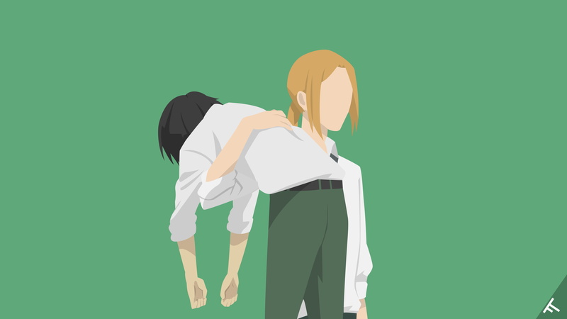 《田中君总是如此慵懒》动漫角色壁纸合集 侧拍视角绿背景版