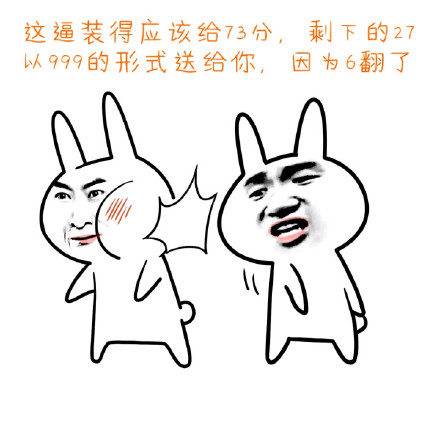 恶搞兔表情包：天天装逼该打多少分？