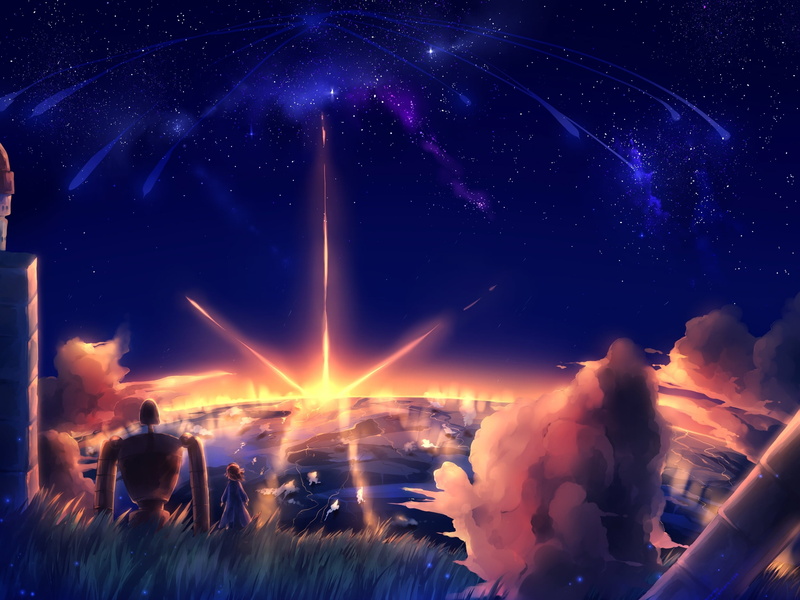 《天空中的拉普达》1080P高清壁纸合集 动画机械少女与黄昏星海