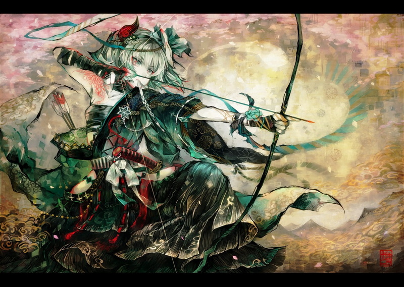 二次元少女弓箭手壁纸 高清无水印